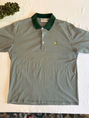 Augusta National Golf Shop Masters Polo Shirt XL Green Stripe 100% Cotton